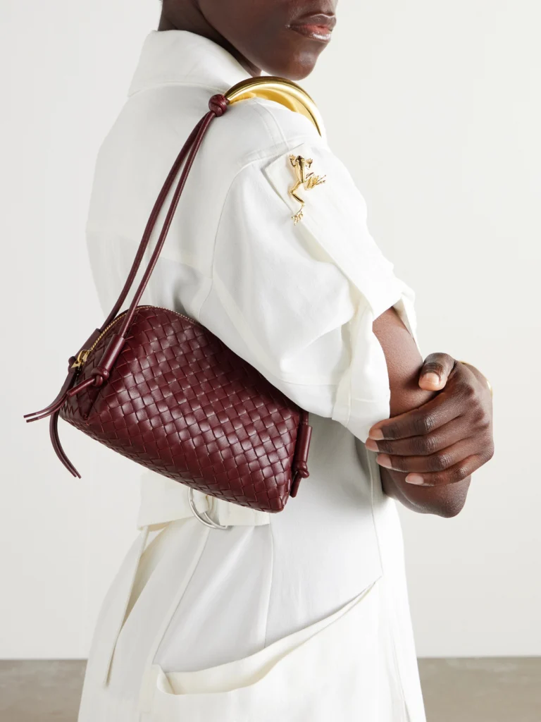 Bottega Veneta Concert Pouch Intrecciato Leather Shoulder Bag