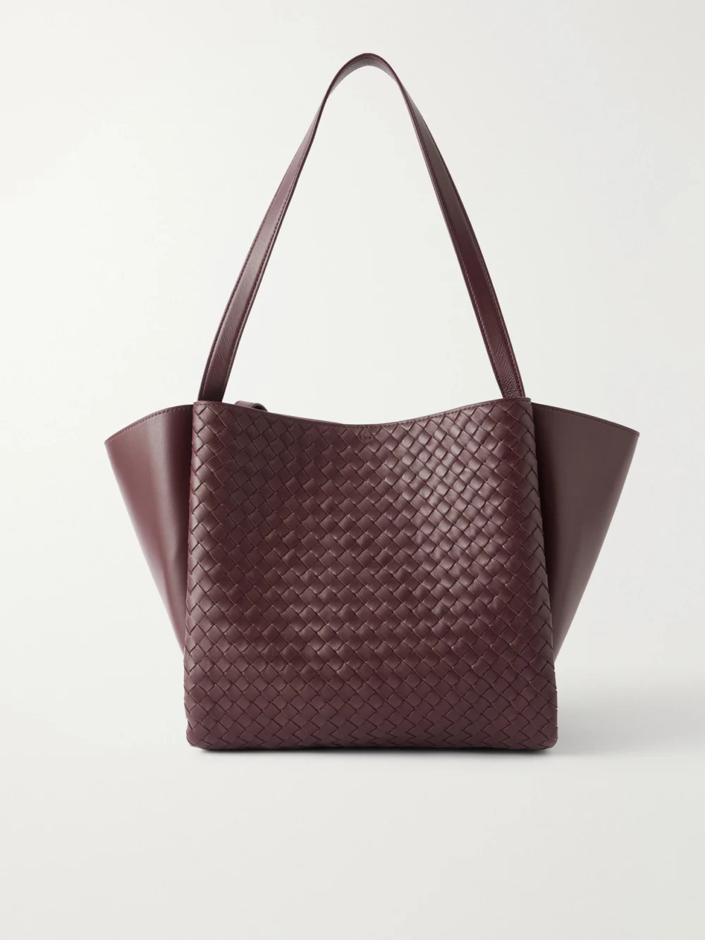 Bottega Veneta Corso Intrecciato Leather Tote in burgundy