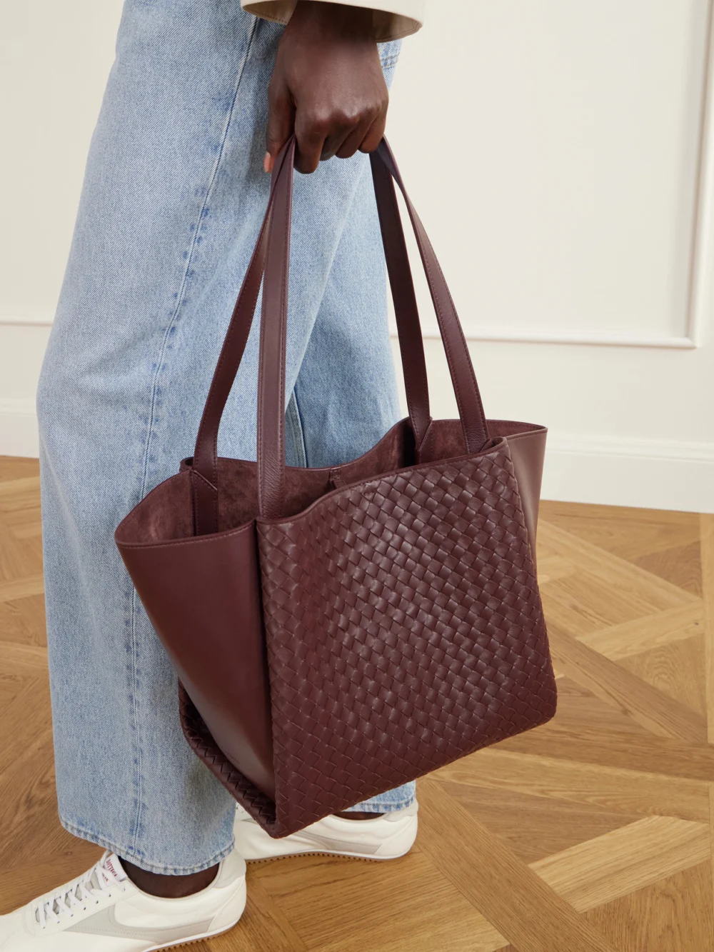 Bottega Veneta Corso Intrecciato Leather Tote, styled view