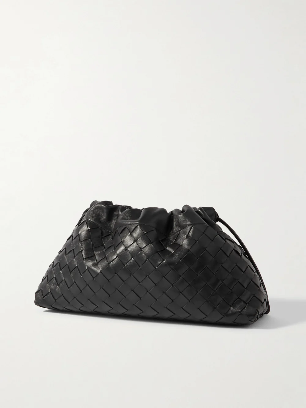 Back view of the Bottega Veneta Dustbag Chain-embellished Intrecciato Leather Pouch