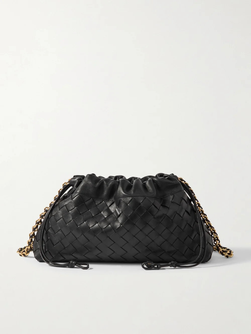 Bottega Veneta Dustbag Chain-embellished Intrecciato Leather Pouch in black