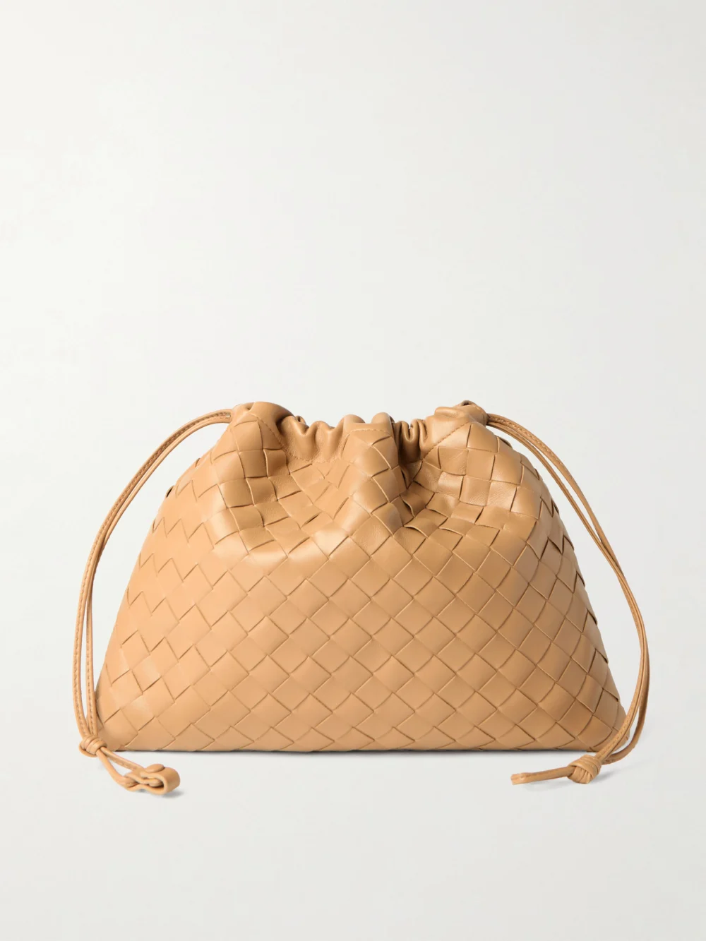 Bottega Veneta Dustbag Intrecciato Leather Pouch in sand