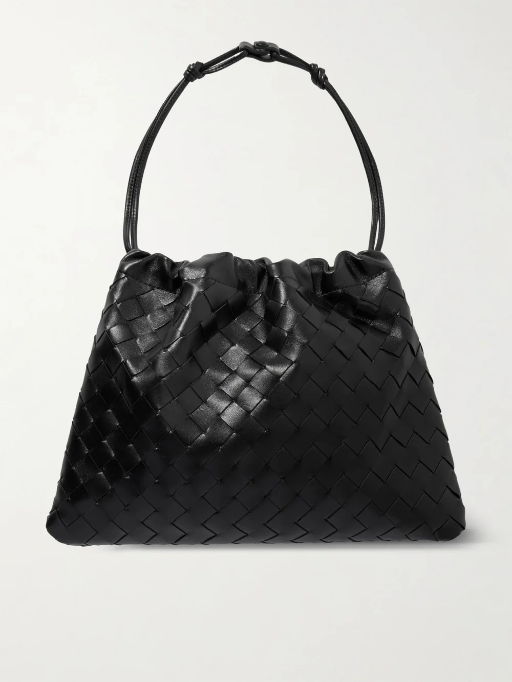Back view of the Bottega Veneta Dustbag Medium Intrecciato Leather Clutch