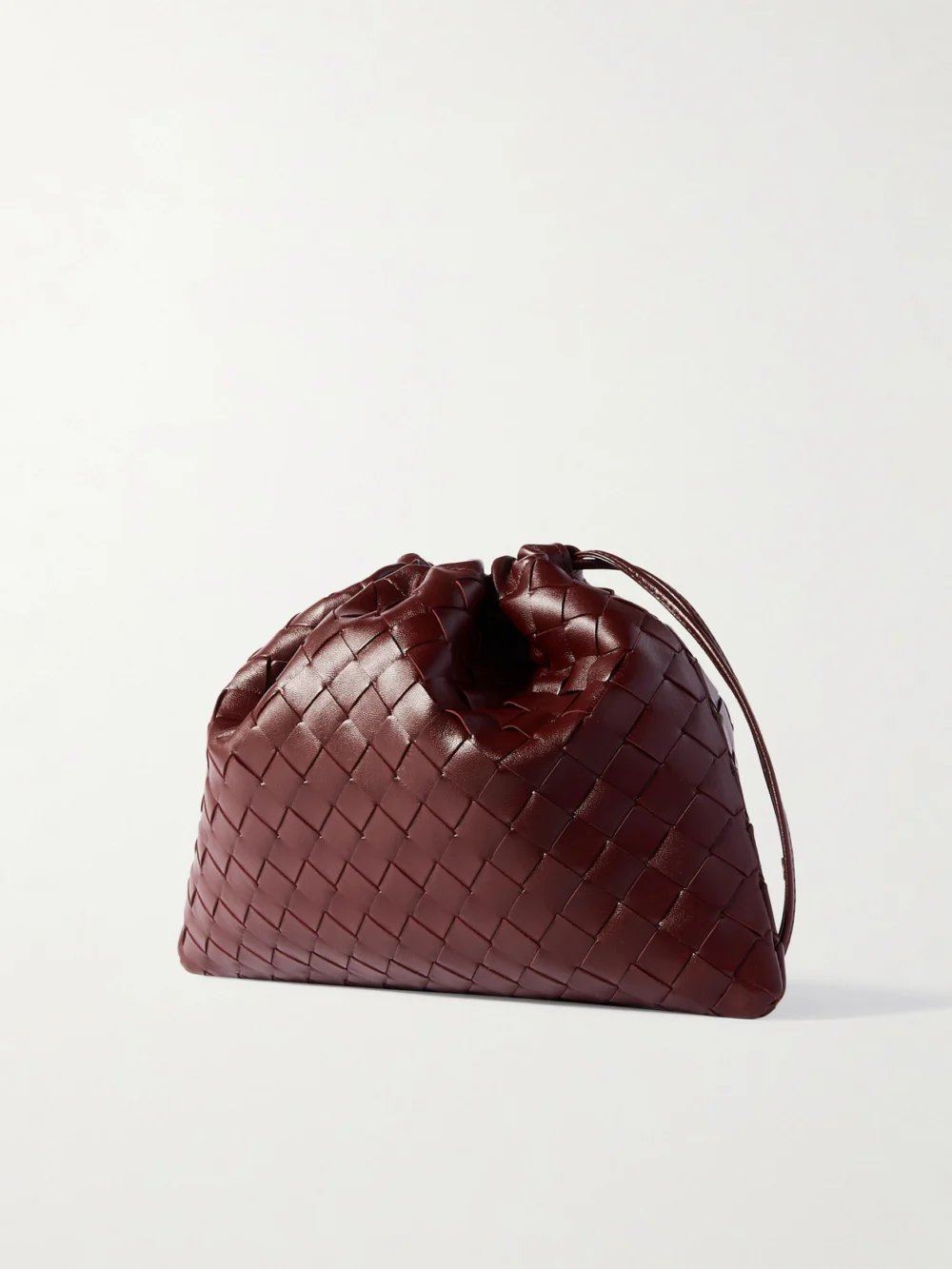Back view of the Bottega Veneta Dustbag Small Intrecciato Leather Clutch