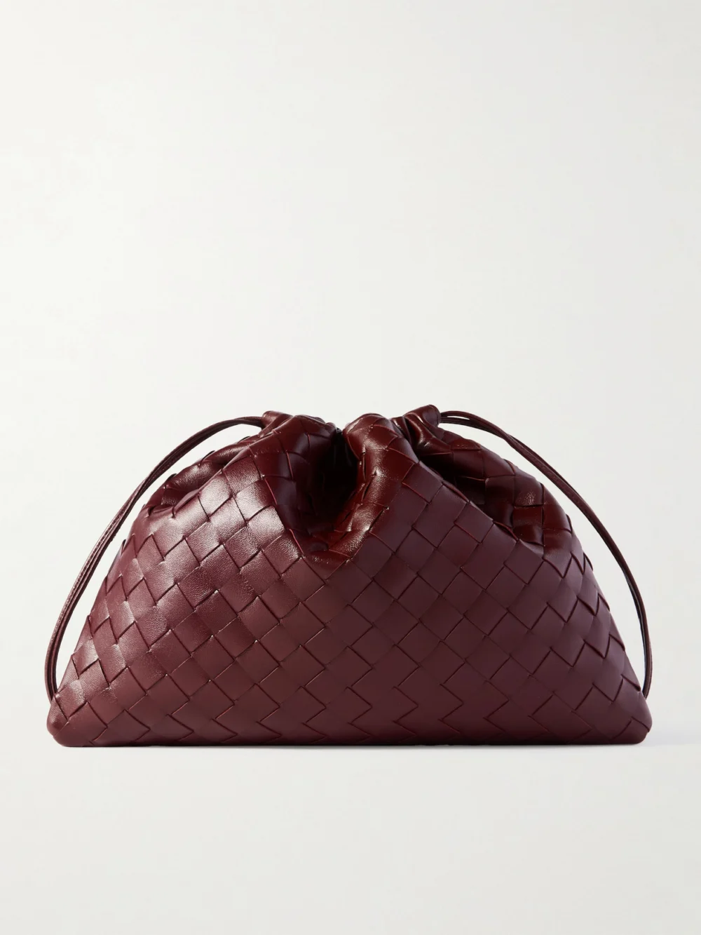 Bottega Veneta Dustbag Small Intrecciato Leather Clutch in burgundy