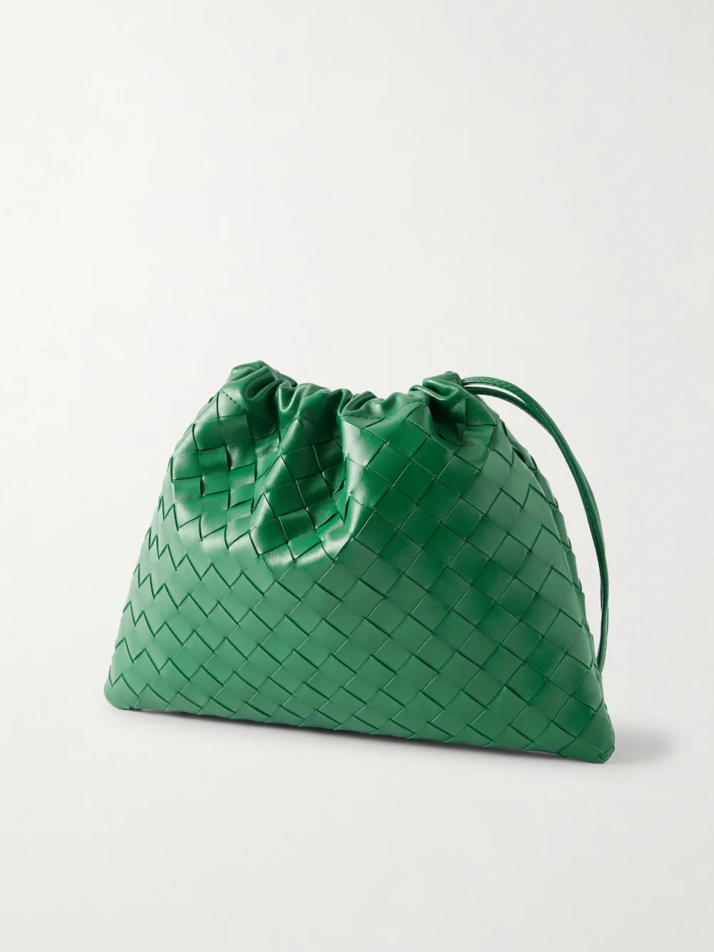 Back view of the Bottega Veneta Dustbag Small Intrecciato Leather Pouch