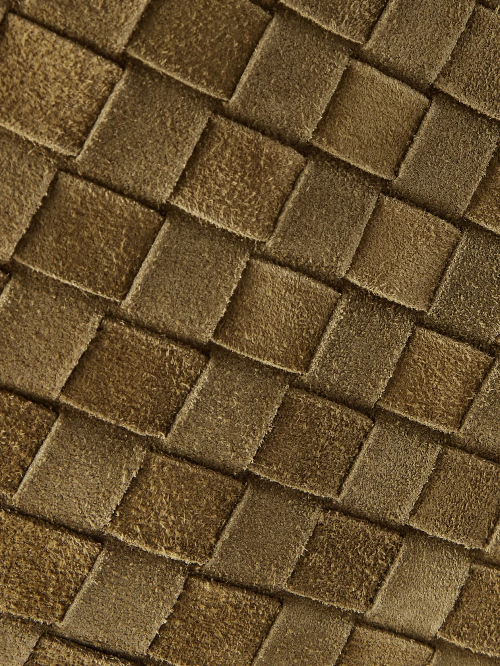 Close-up detail of the Bottega Veneta Hop Large Intrecciato Suede Tote