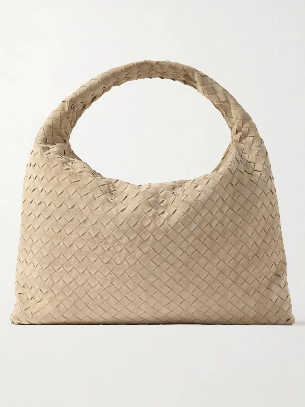 Bottega Veneta Hop Large Intrecciato Suede Tote in ecru