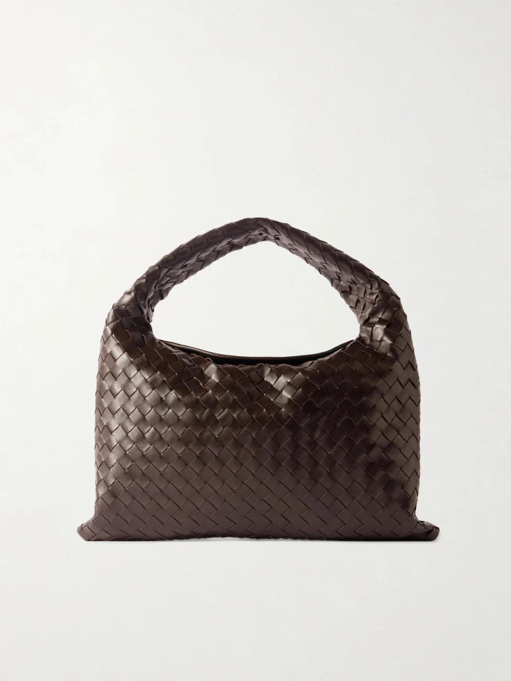 Bottega Veneta Hop Small Intrecciato Leather Tote in dark brown