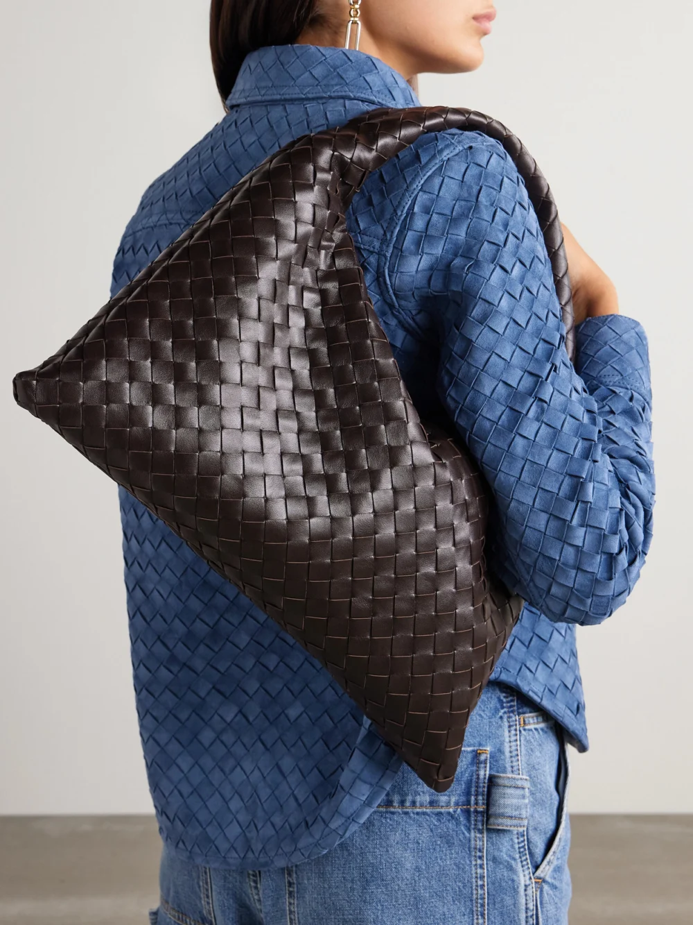Bottega Veneta Hop Small Intrecciato Leather Tote, styled view