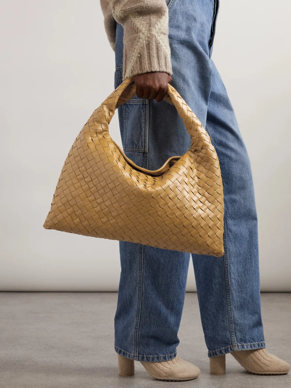 Bottega Veneta Hop Small Intrecciato Leather Tote, styled view