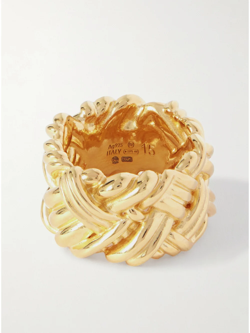 Bottega Veneta Intrecciato Gold-plated Silver Ring in 13
