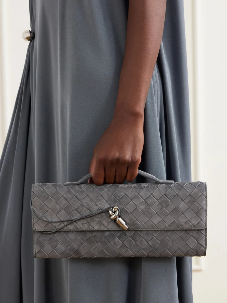 Bottega Veneta Intrecciato Suede Clutch