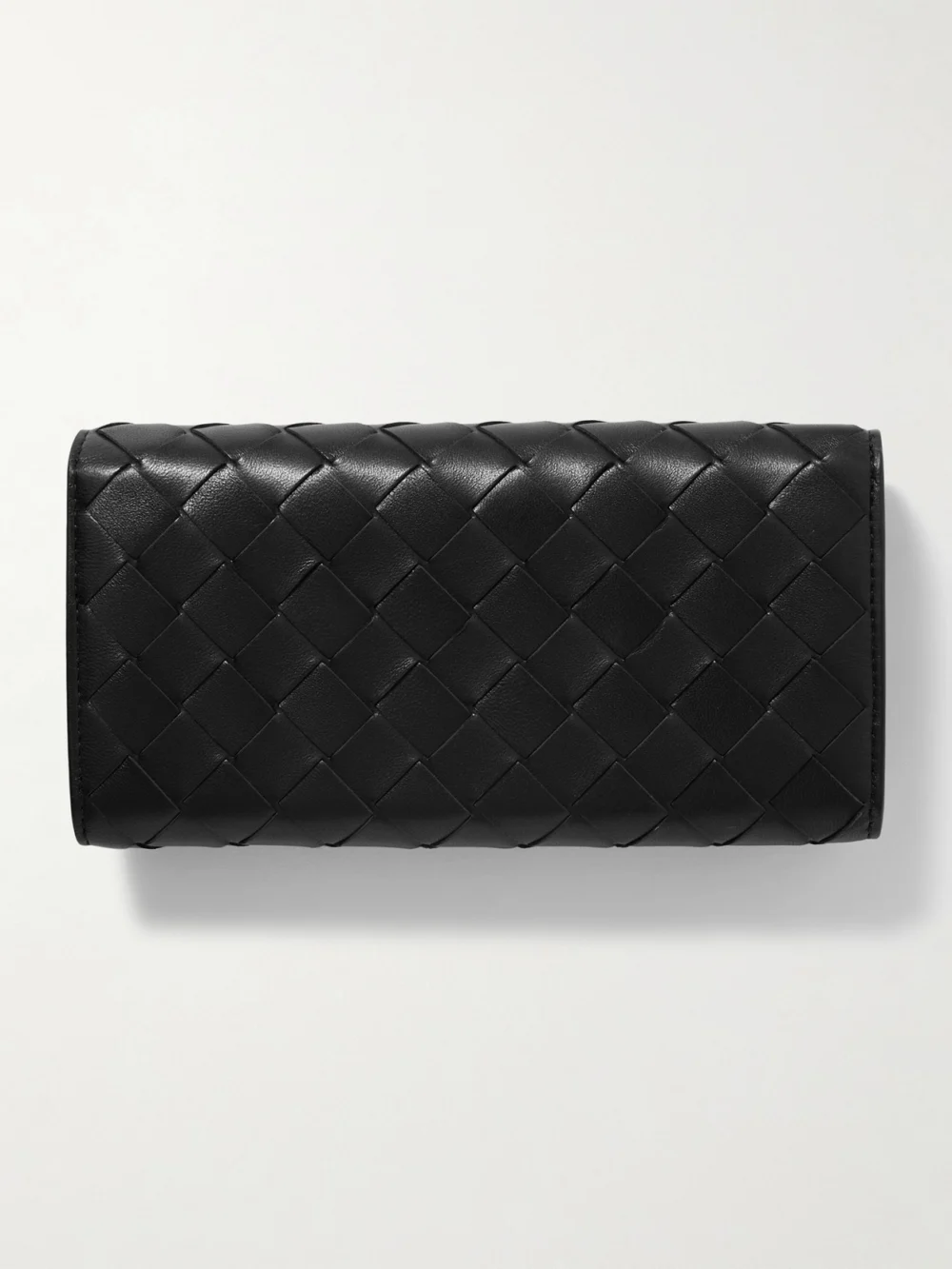Back view of the Bottega Veneta Intrecciato Woven Leather Wallet