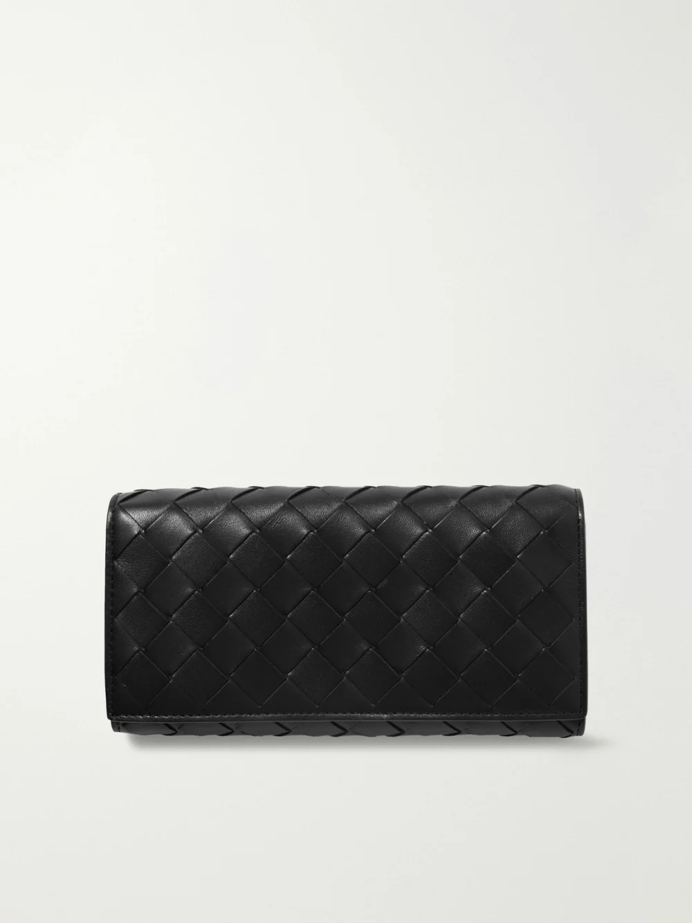 Bottega Veneta Intrecciato Woven Leather Wallet in black