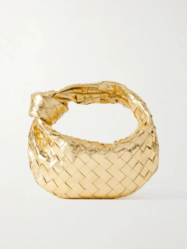 Bottega Veneta Jodie Mini Intrecciato Metallic Leather Tote
