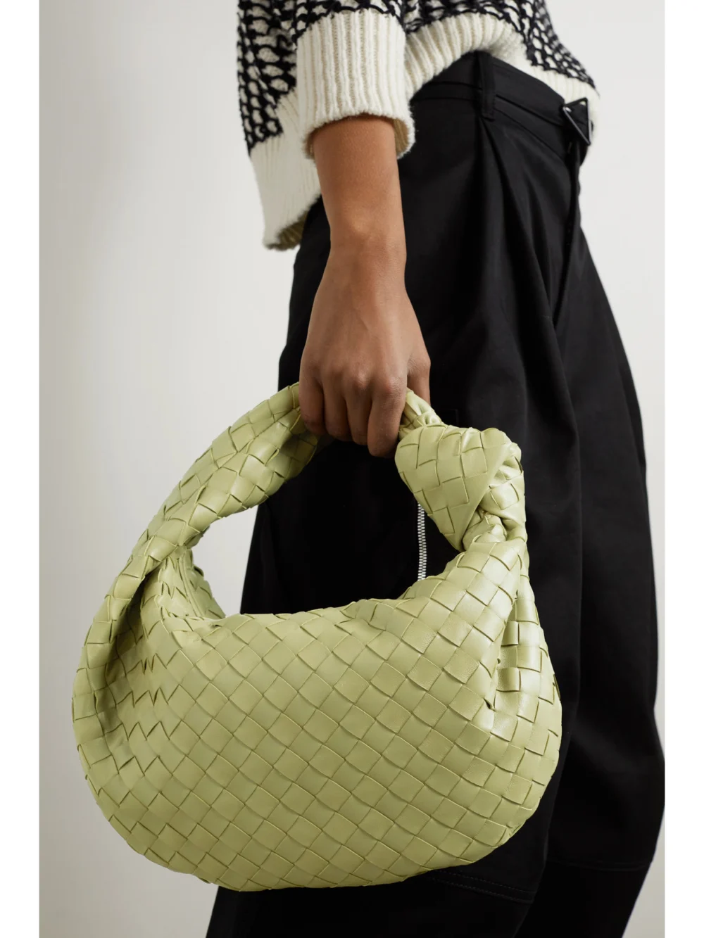Bottega Veneta Jodie Small Intrecciato Leather Tote, styled view