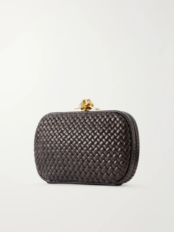 Back view of the Bottega Veneta Knot Intrecciato Leather Clutch