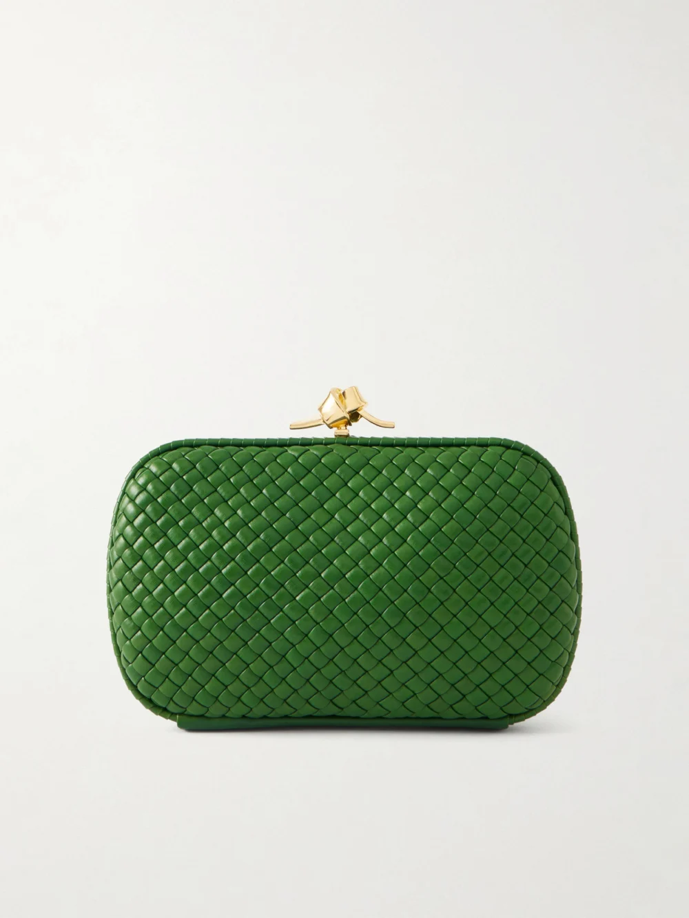 Bottega Veneta Knot Intrecciato Leather Clutch in green