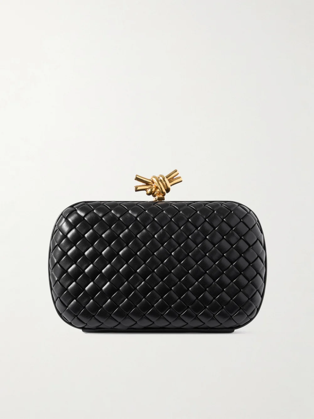 Bottega Veneta Knot Padded Intrecciato Leather Clutch in black