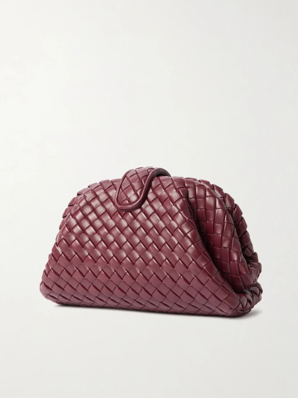 Back view of the Bottega Veneta Lauren 1980 Small Intrecciato Leather Clutch