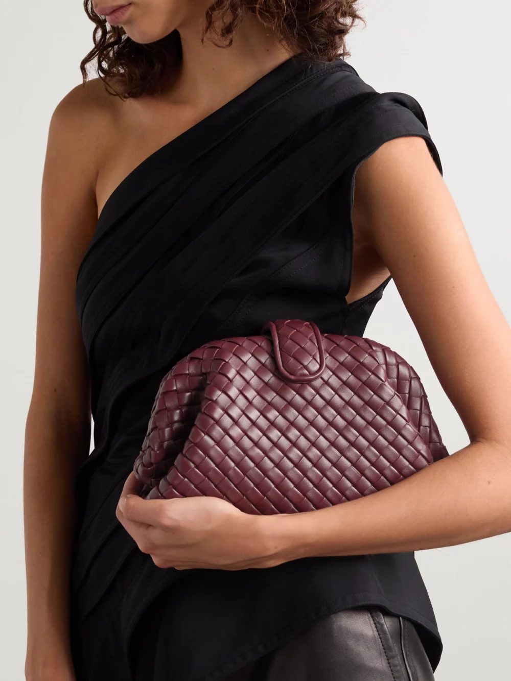 Bottega Veneta Lauren 1980 Small Intrecciato Leather Clutch, styled view