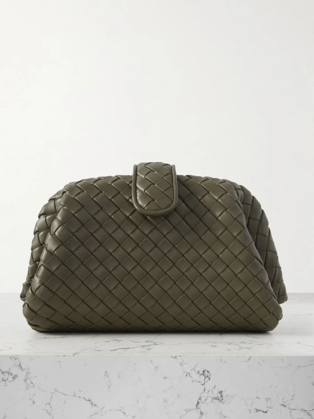 Bottega Veneta Lauren 1980 Small Intrecciato Leather Clutch in green