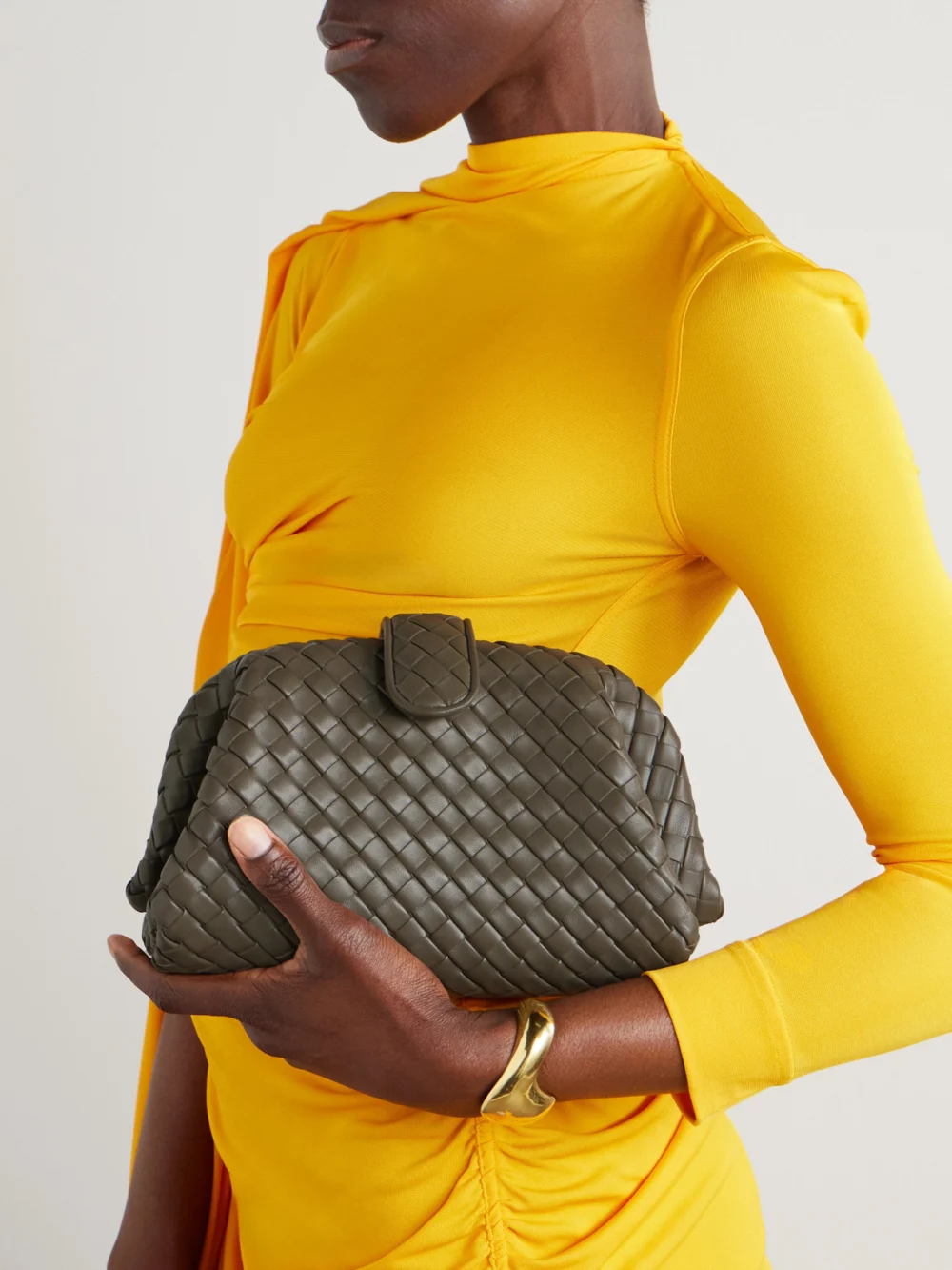 Bottega Veneta Lauren 1980 Small Intrecciato Leather Clutch, styled view
