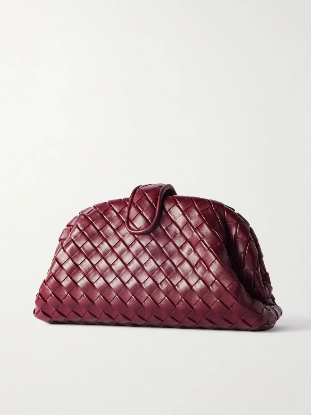Back view of the Bottega Veneta Lauren 1980 Teen Small Intrecciato Leather Clutch