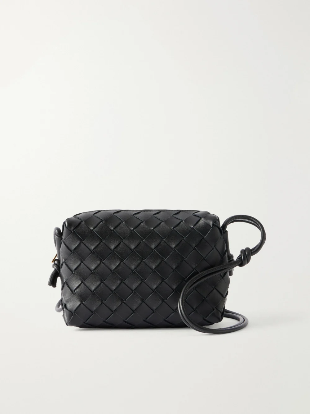 Bottega Veneta Loop Mini Intrecciato Leather Shoulder Bag in black