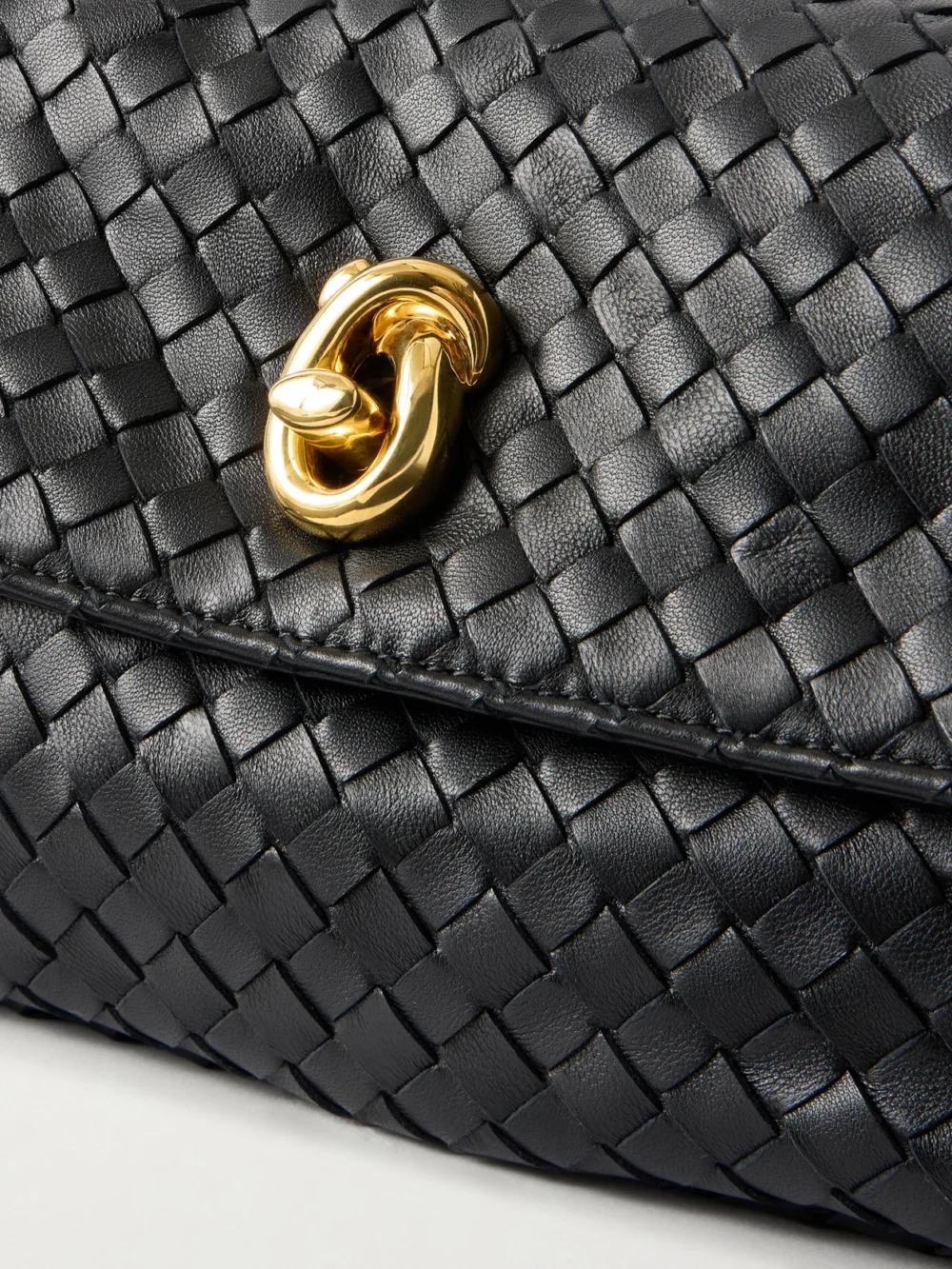 Close-up detail of the Bottega Veneta Madison Intrecciato Leather Shoulder Bag