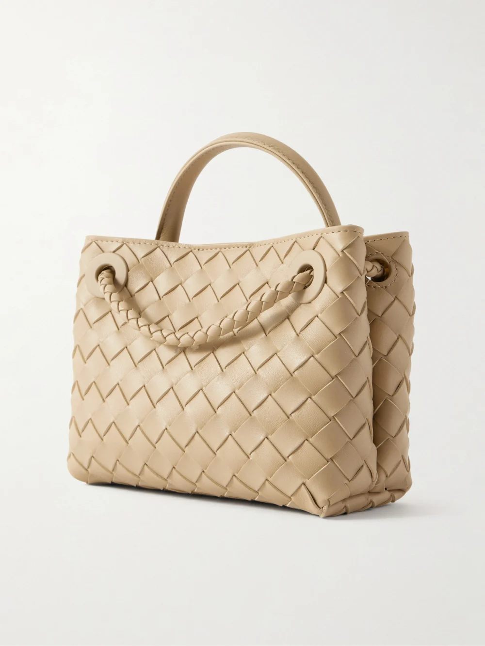 Back view of the Bottega Veneta Mini Andiamo Intrecciato Leather Tote