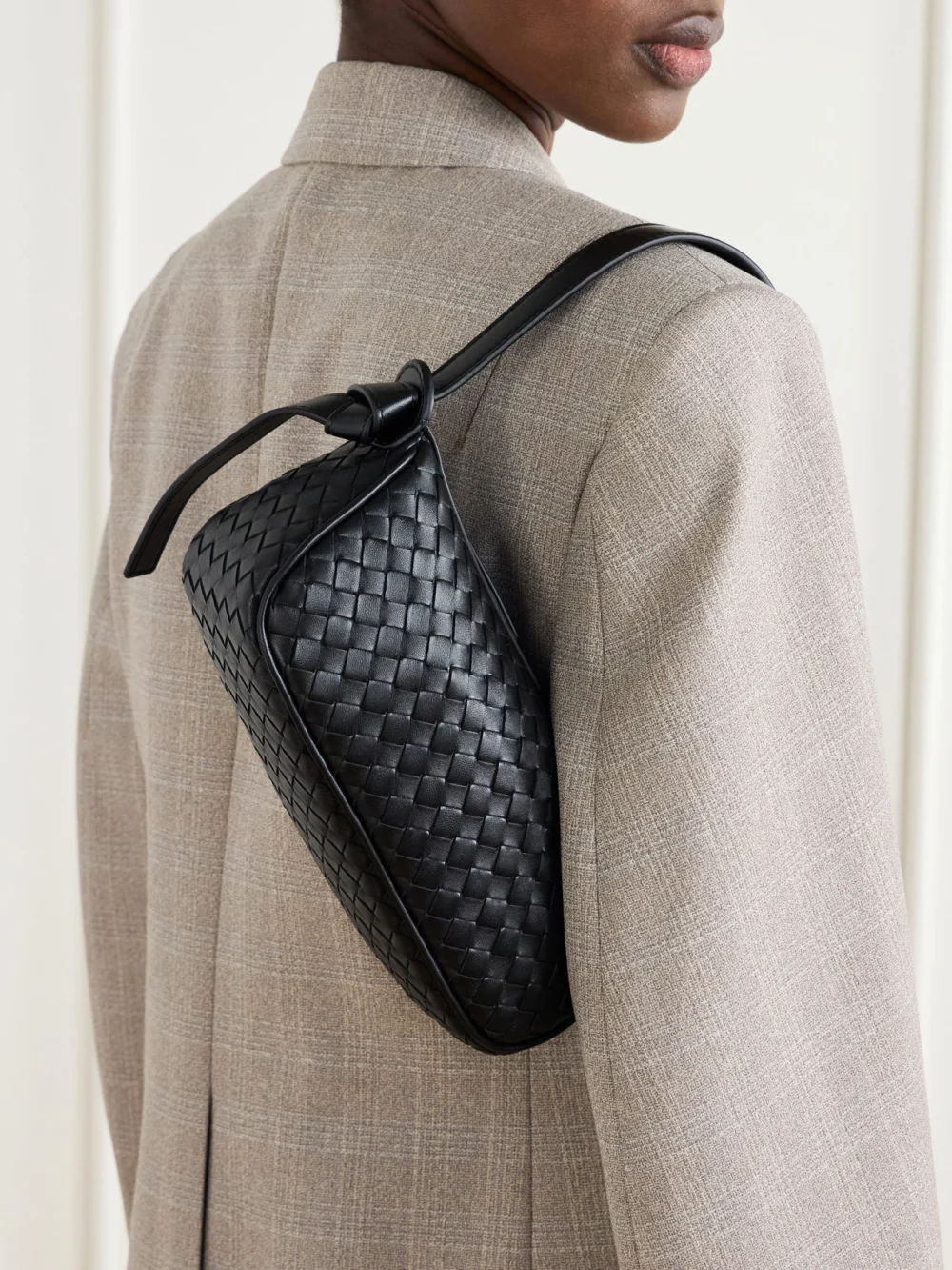 Bottega Veneta Nodo Intrecciato Leather Shoulder Bag, styled view