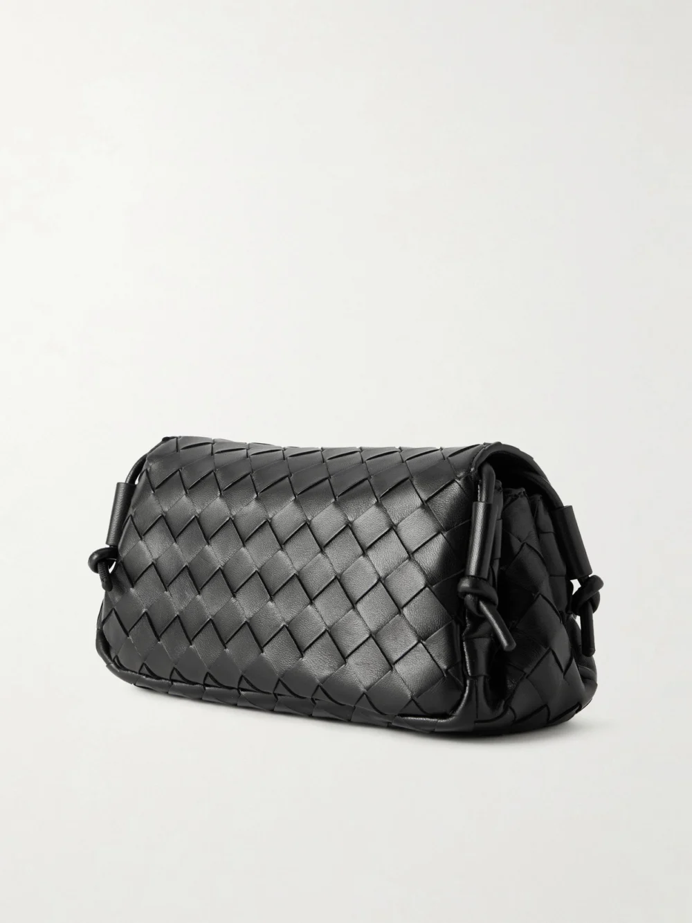 Back view of the Bottega Veneta Notturno Intrecciato Leather Shoulder Bag