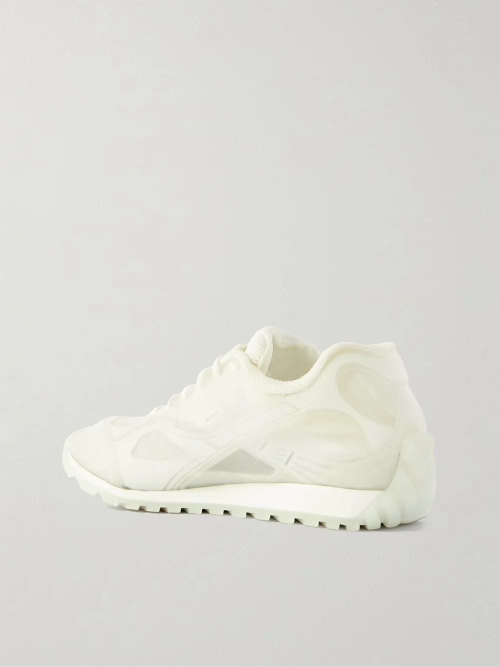 Back view of the Bottega Veneta Orbit Rubber and Mesh Sneakers