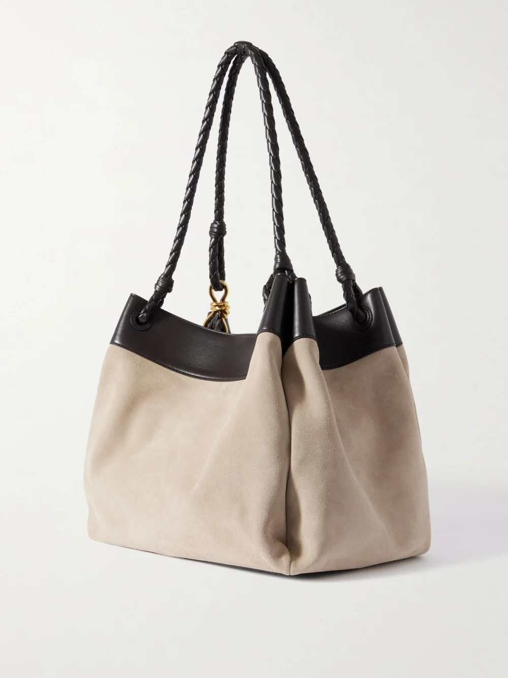 Back view of the Bottega Veneta Parachute Maxi Embellished Leather-trimmed Suede Tote Bag