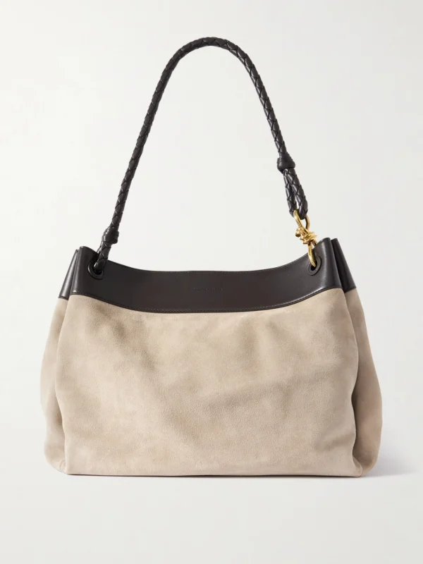 Bottega Veneta Parachute Maxi Embellished Leather-trimmed Suede Tote Bag