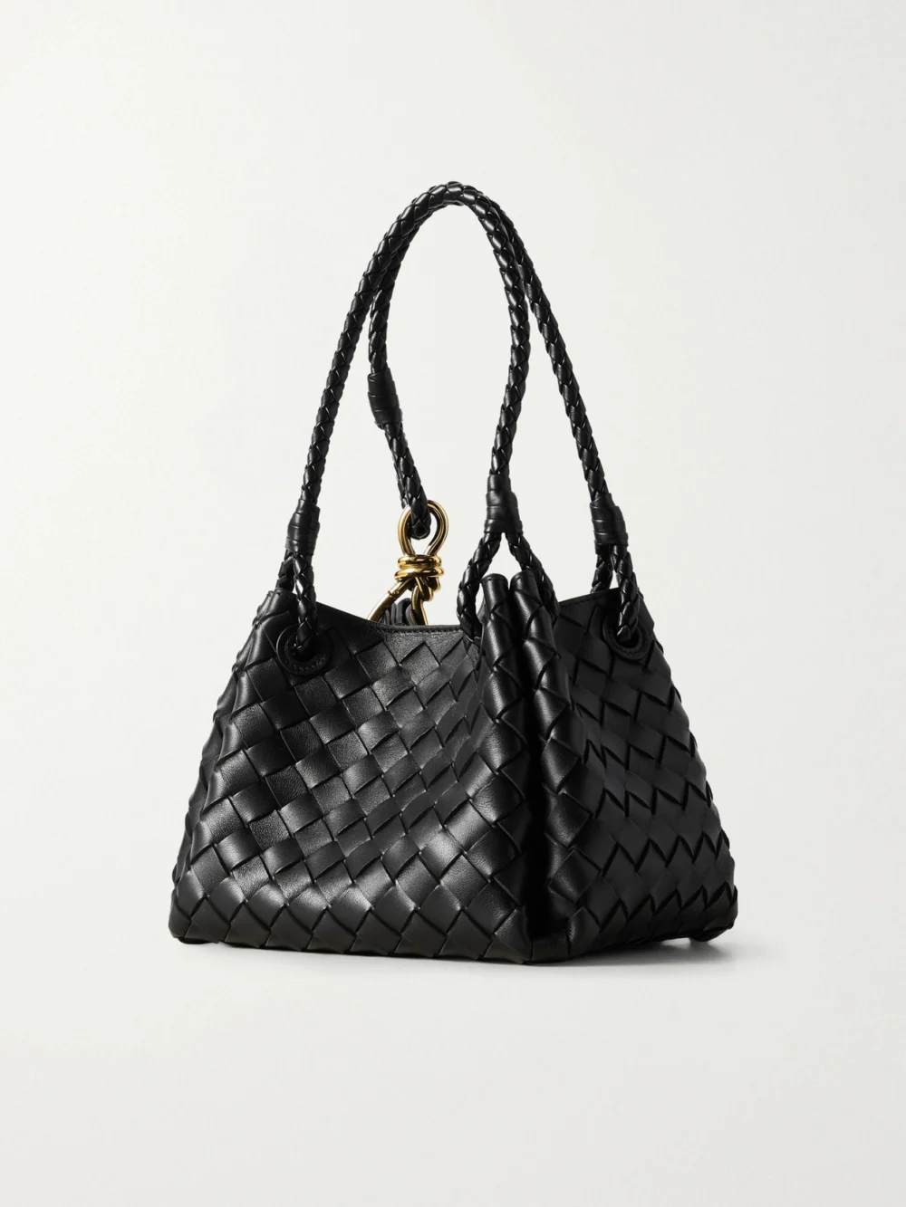 Back view of the Bottega Veneta Parachute Small Intrecciato Leather Shoulder Bag
