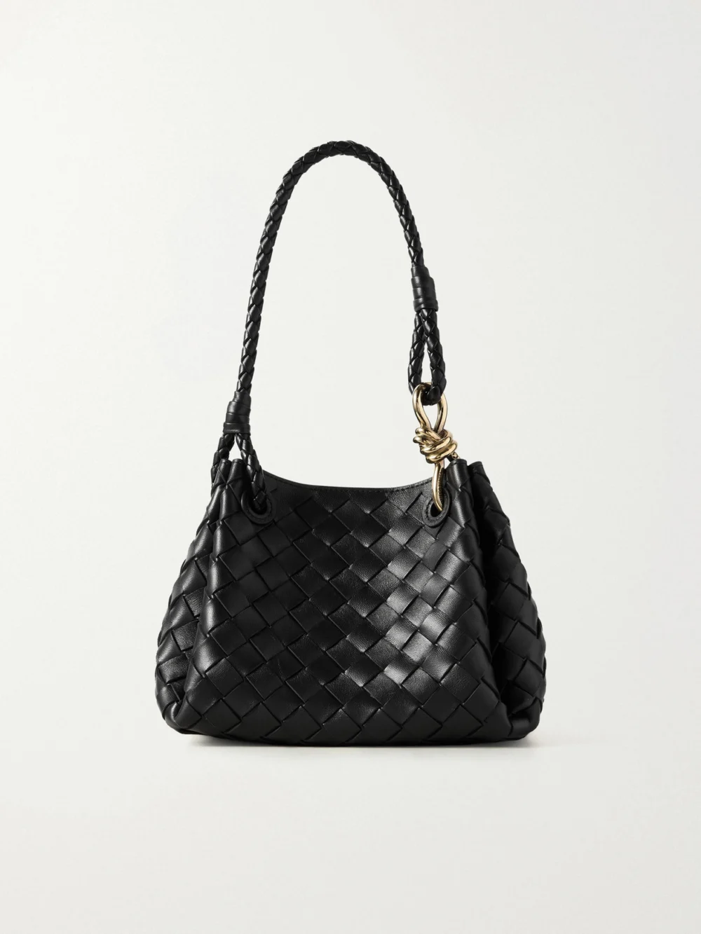 Bottega Veneta Parachute Small Intrecciato Leather Shoulder Bag in black