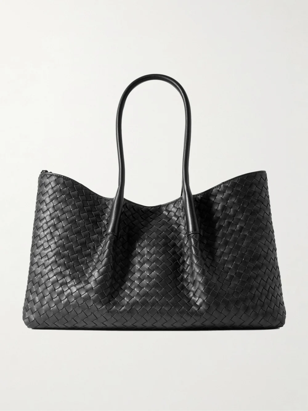 Bottega Veneta Pinacoteca Medium Reversible Intrecciato Leather Tote in black
