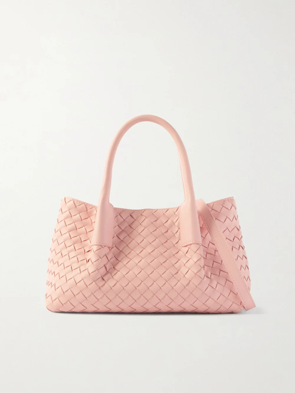 Bottega Veneta Pinacoteca Small Intrecciato Leather Tote in bright pink