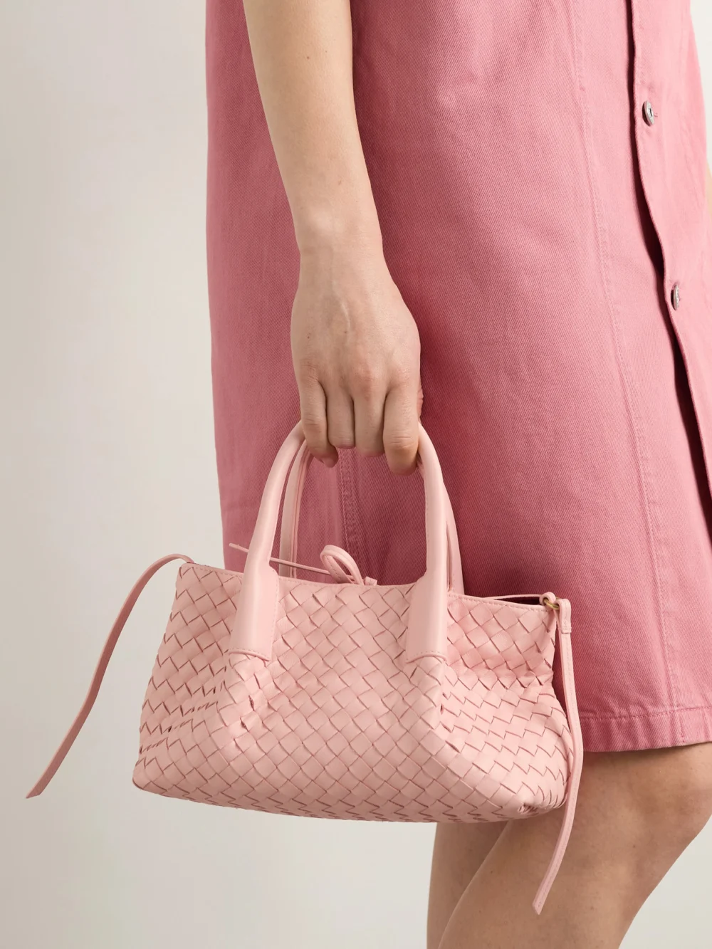 Bottega Veneta Pinacoteca Small Intrecciato Leather Tote, styled view
