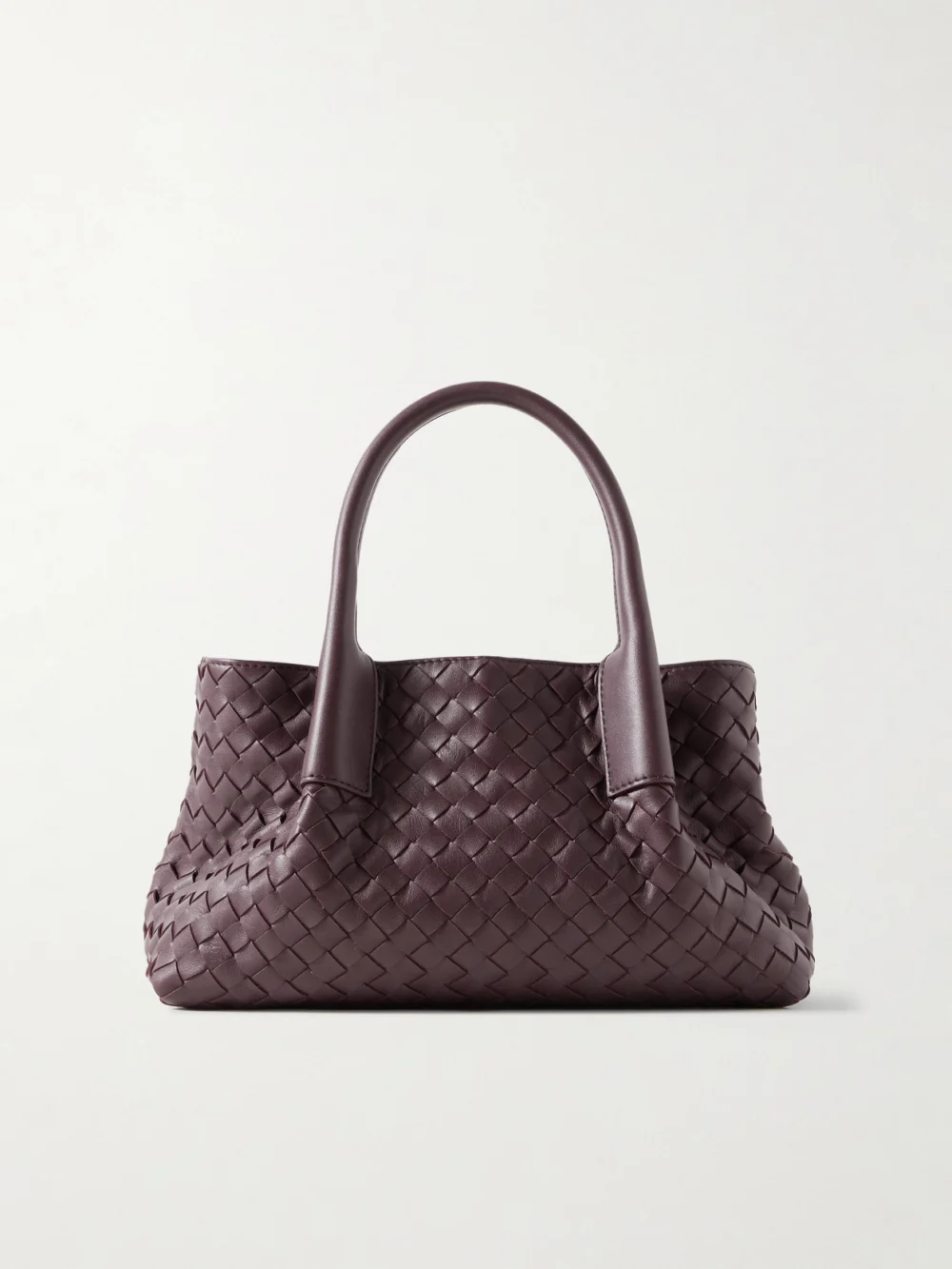 Bottega Veneta Pinacoteca Small Intrecciato Leather Tote in burgundy