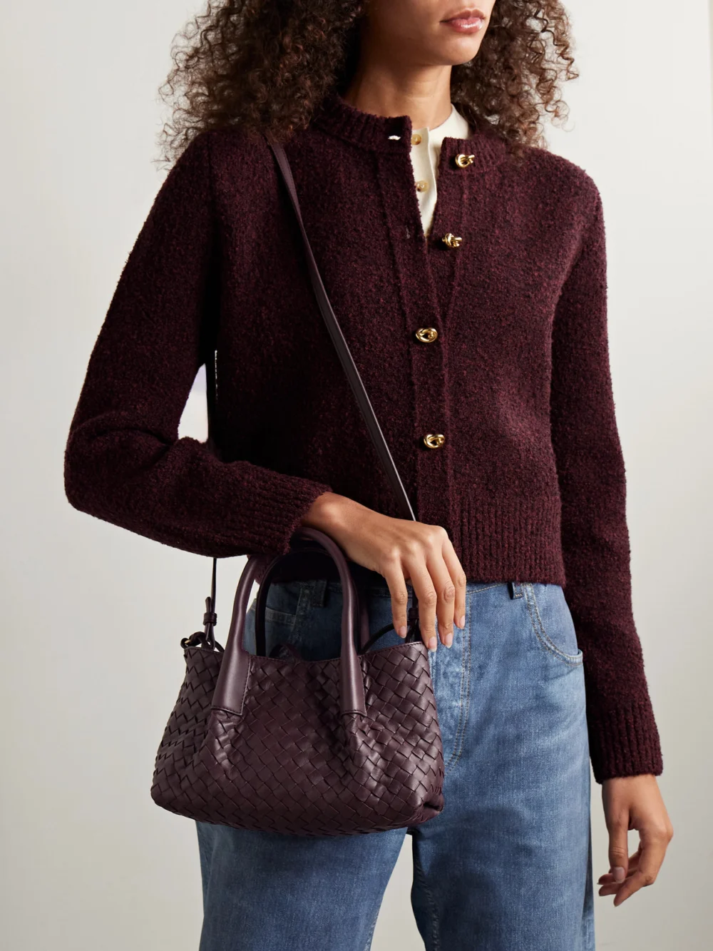 Bottega Veneta Pinacoteca Small Intrecciato Leather Tote, styled view