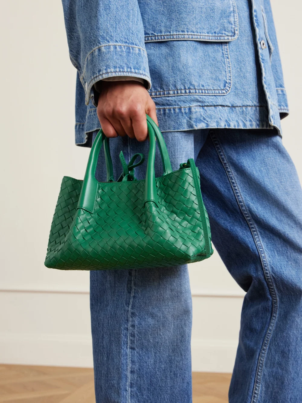 Bottega Veneta Pinacoteca Small Intrecciato Leather Tote, styled view