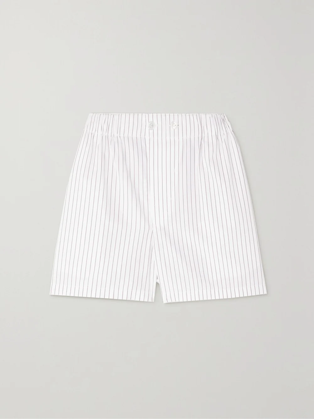 Bottega Veneta Pinstriped Cotton-poplin Shorts in white