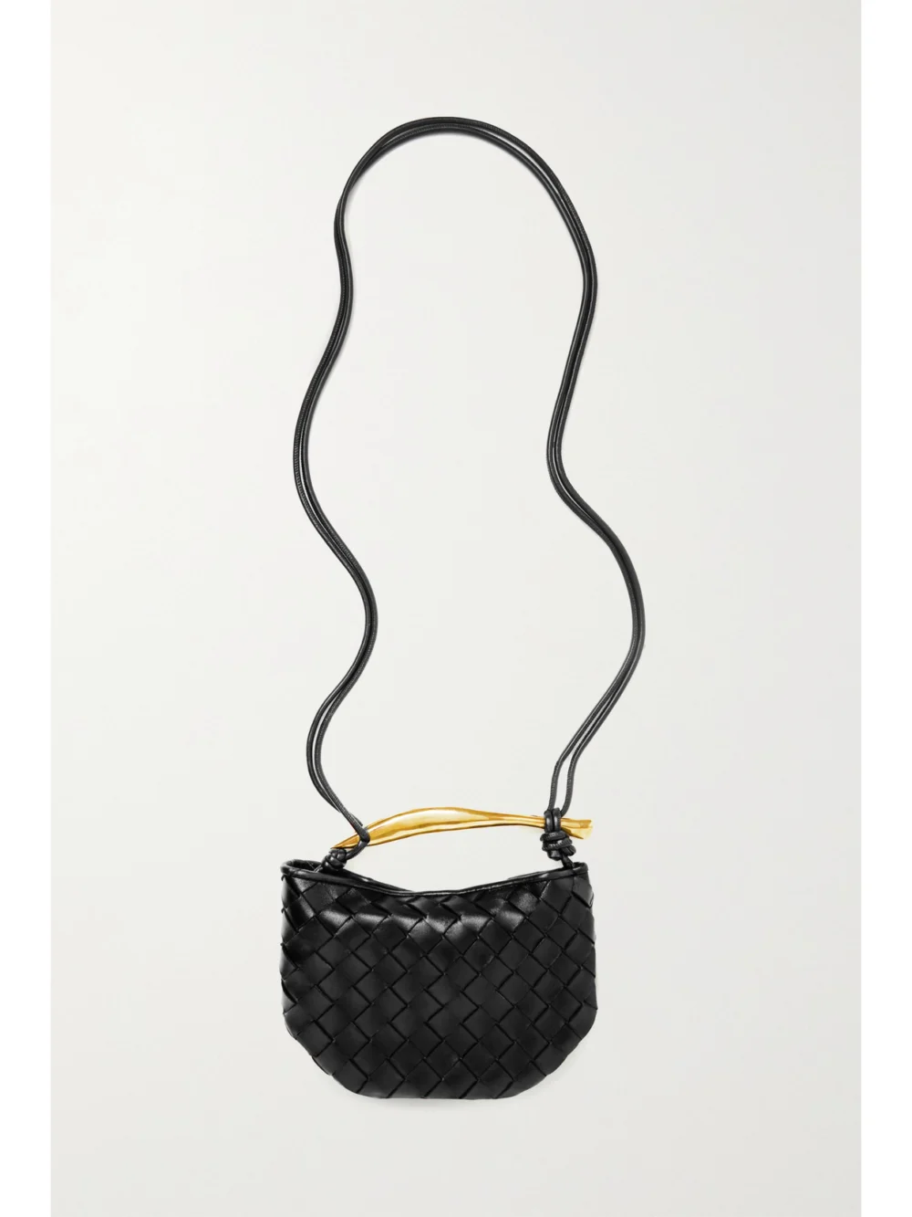 Back view of the Bottega Veneta Sardine Mini Intrecciato Leather Shoulder Bag