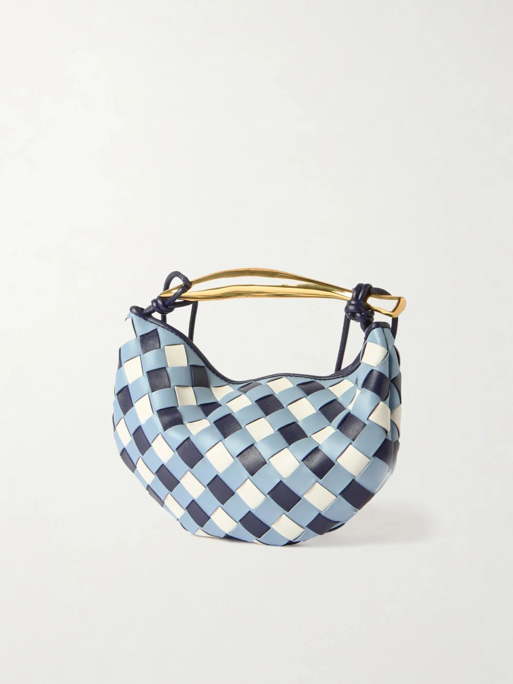 Back view of the Bottega Veneta Sardine Mini Intrecciato Leather Top-handle Bag