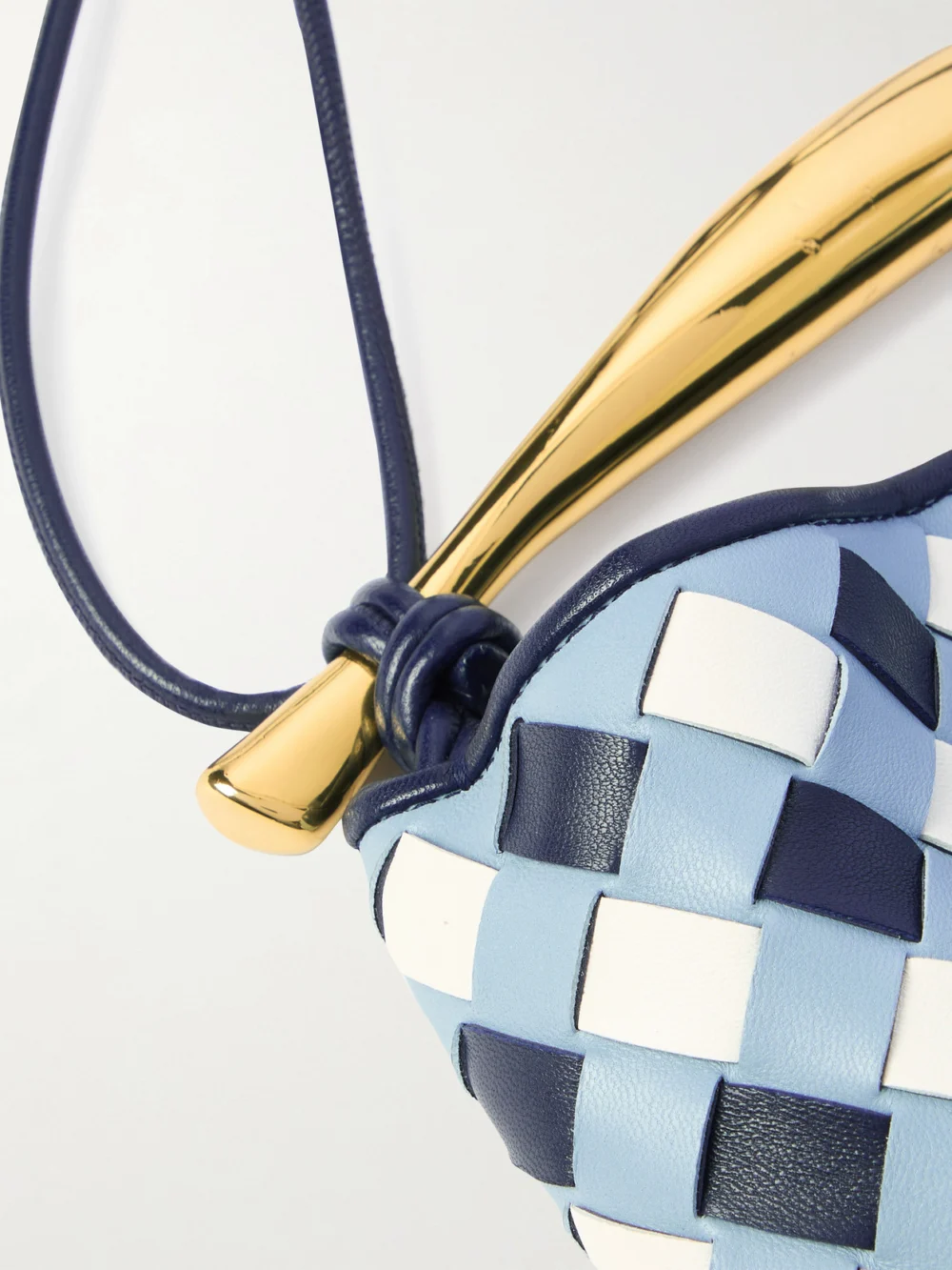 Close-up detail of the Bottega Veneta Sardine Mini Intrecciato Leather Top-handle Bag