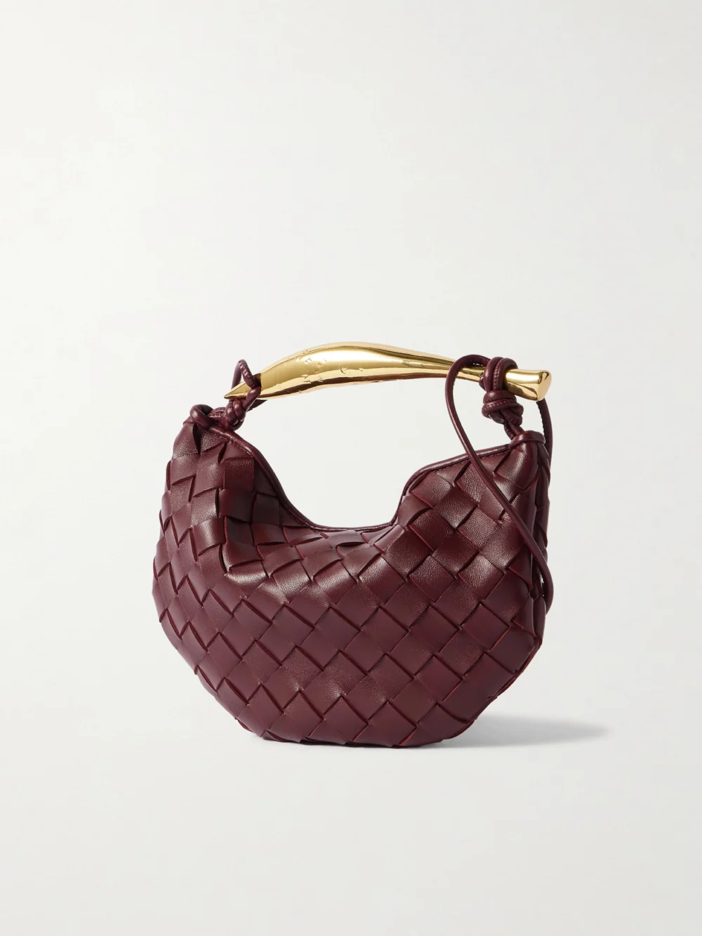 Back view of the Bottega Veneta Sardine Mini Intrecciato Leather Top-handle Bag